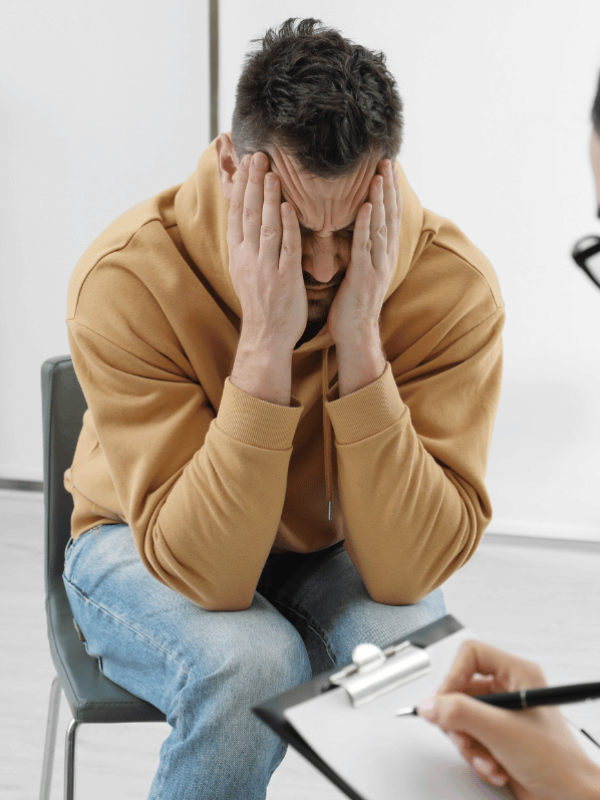 Paciente en consulta psicológica durante evaluación de salud mental